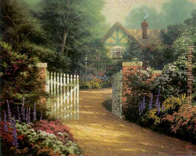 Hidden Cottage painting - Thomas Kinkade Hidden Cottage art painting